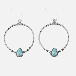 Turquoise Dangle Drop Hoop Earrings